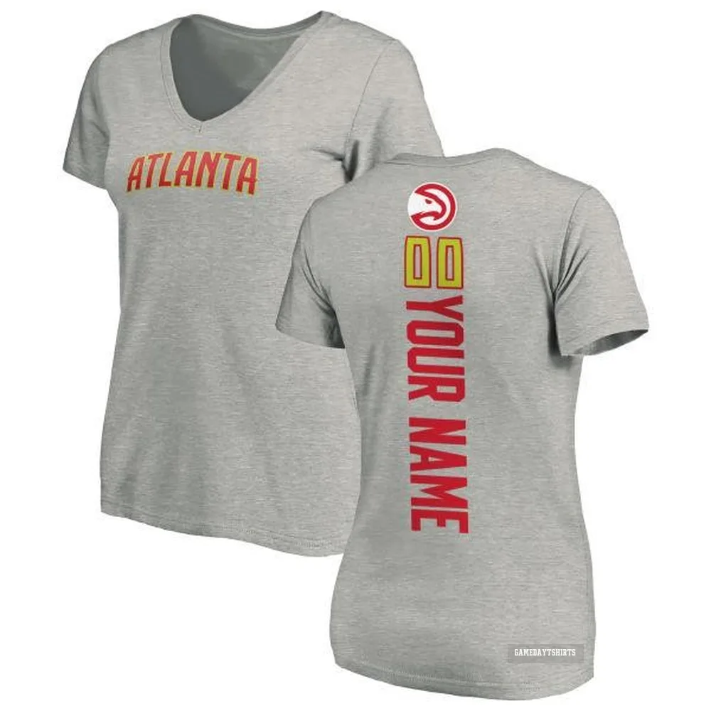 Women's Custom Atlanta Hawks ＃00 Ash Backer T-Shirt