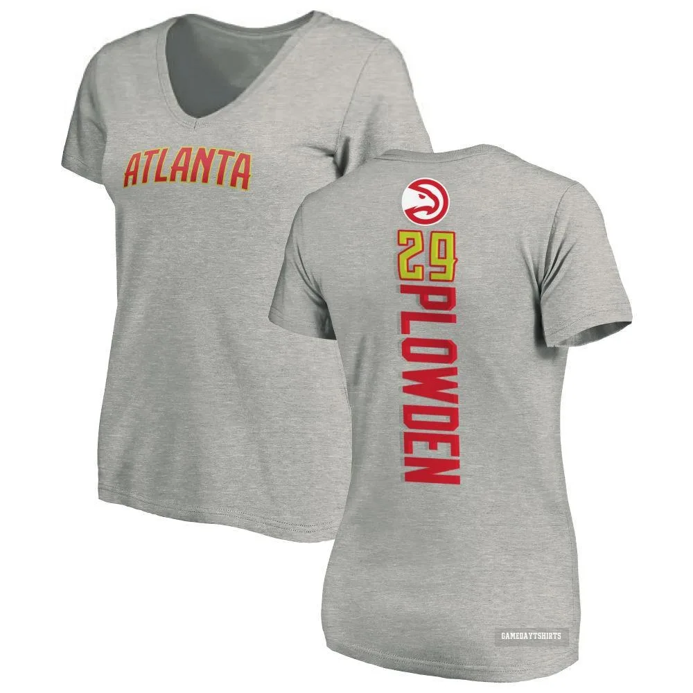 Women's Daeqwon Plowden Atlanta Hawks ＃29 Ash Backer T-Shirt