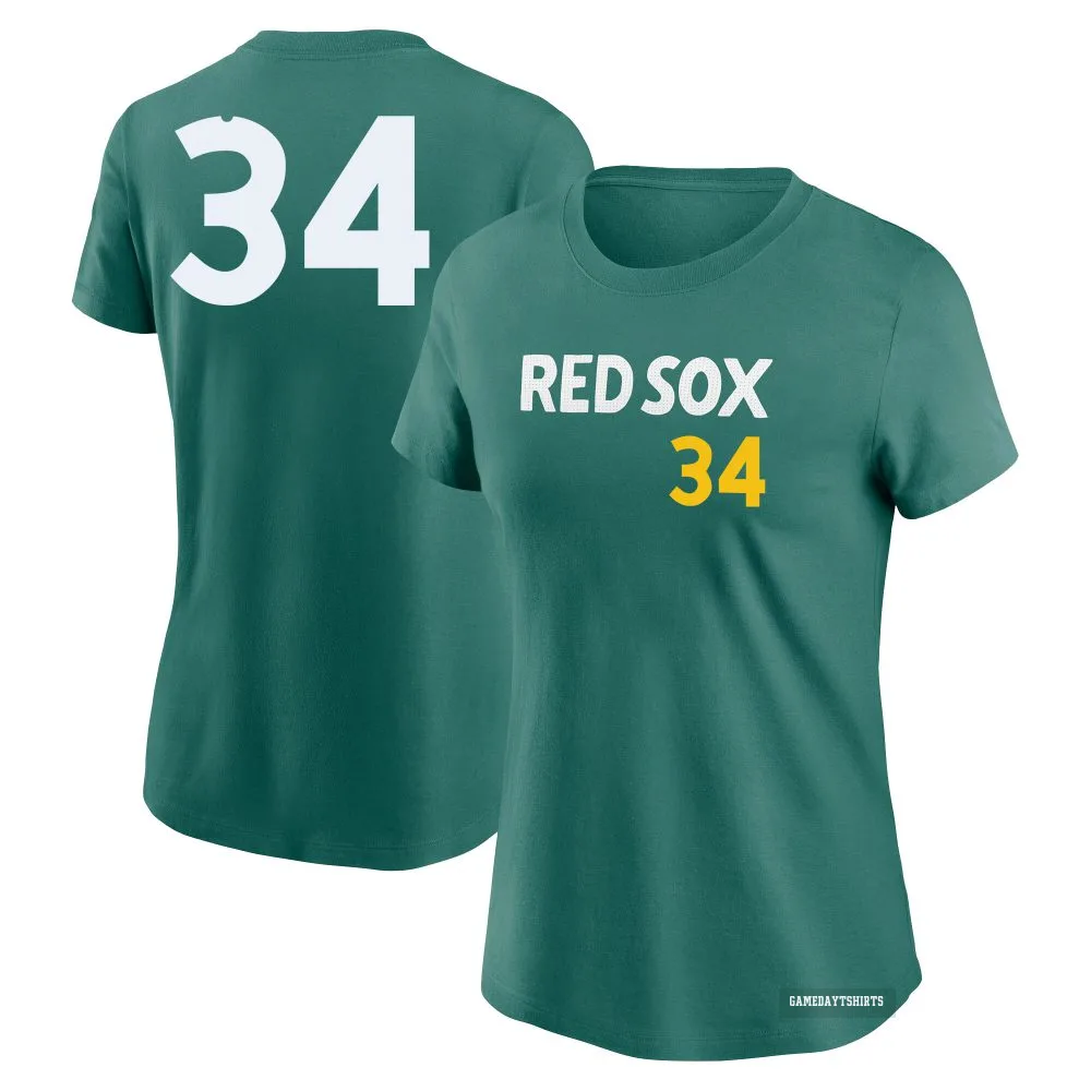 Women's David Ortiz Boston Red Sox ＃34 Green 2025 City Connect Fuse T-Shirt