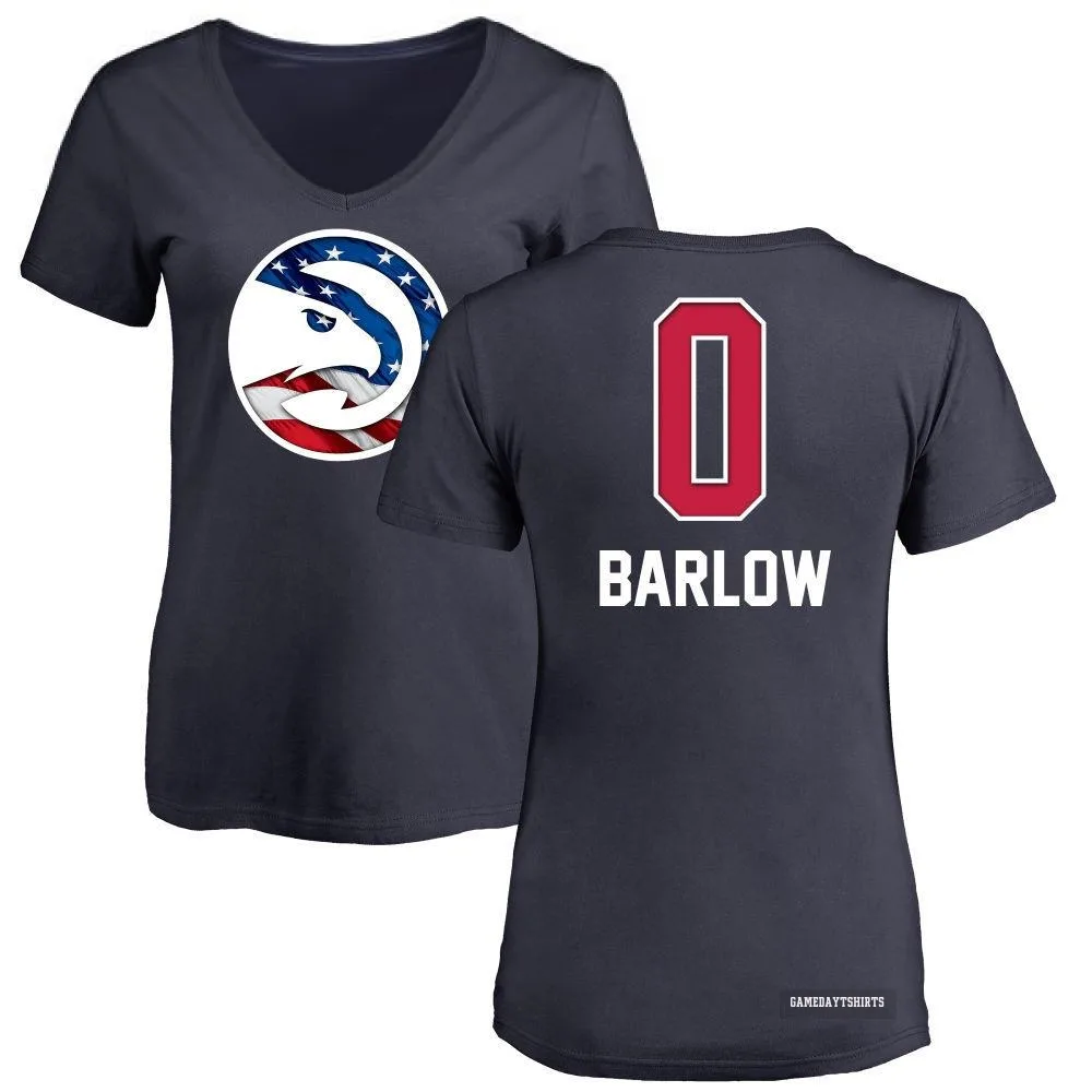 Women's Dominick Barlow Atlanta Hawks ＃0 Navy Name and Number Banner Wave V-Neck T-Shirt