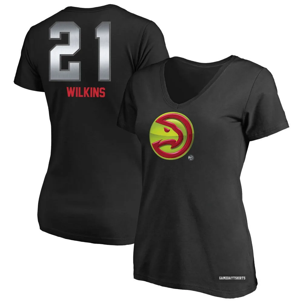 Women's Dominique Wilkins Atlanta Hawks ＃21 Black Midnight Mascot T-Shirt