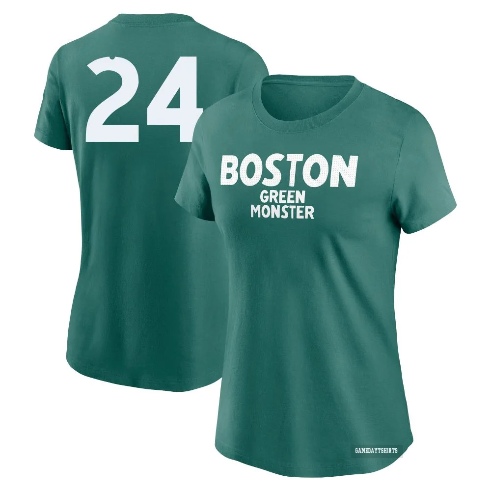 Women's Dwight Evans Boston Red Sox ＃24 Green 2025 City Connect Wordmark T-Shirt