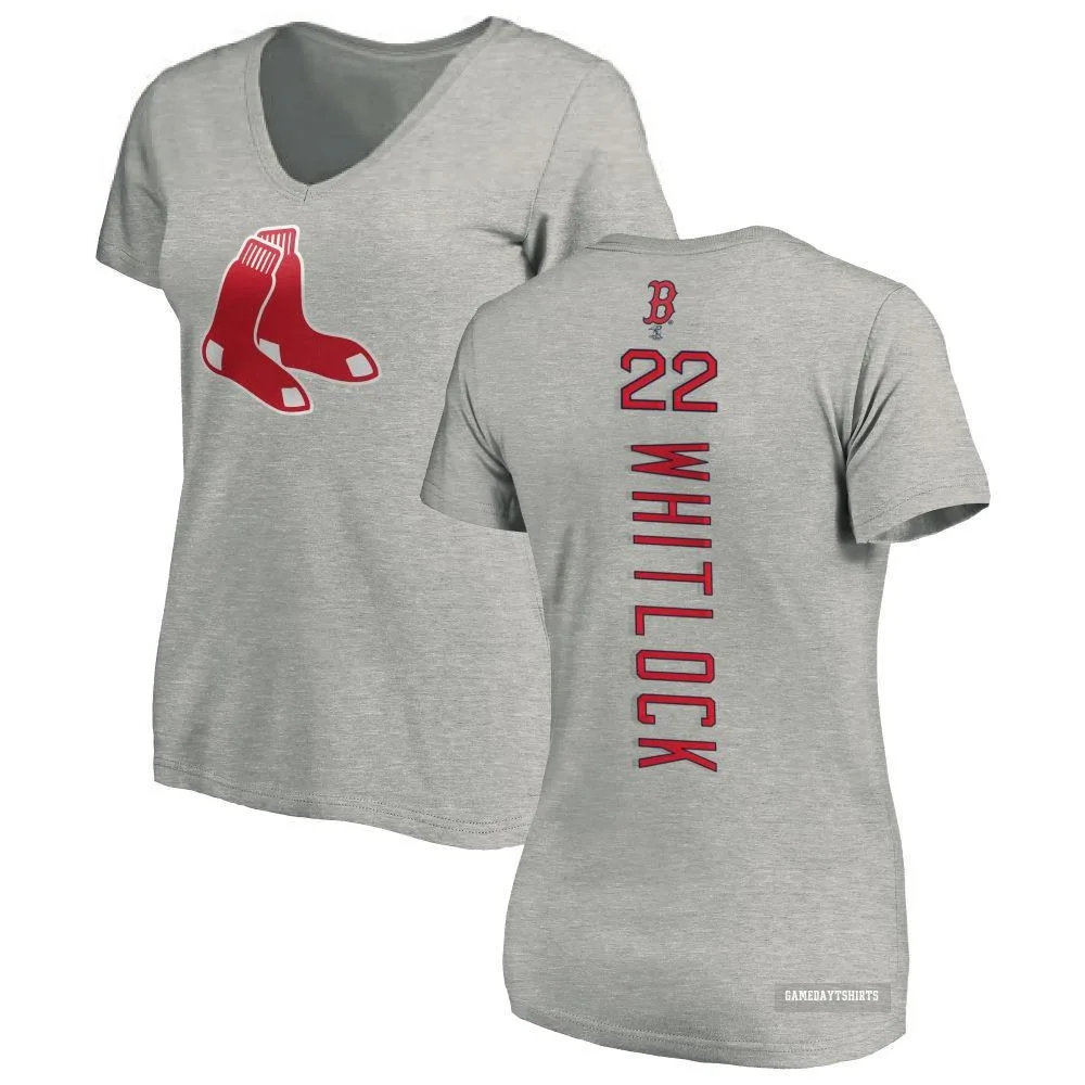 Women's Garrett Whitlock Boston Red Sox ＃22 Backer Slim Fit T-Shirt Ash