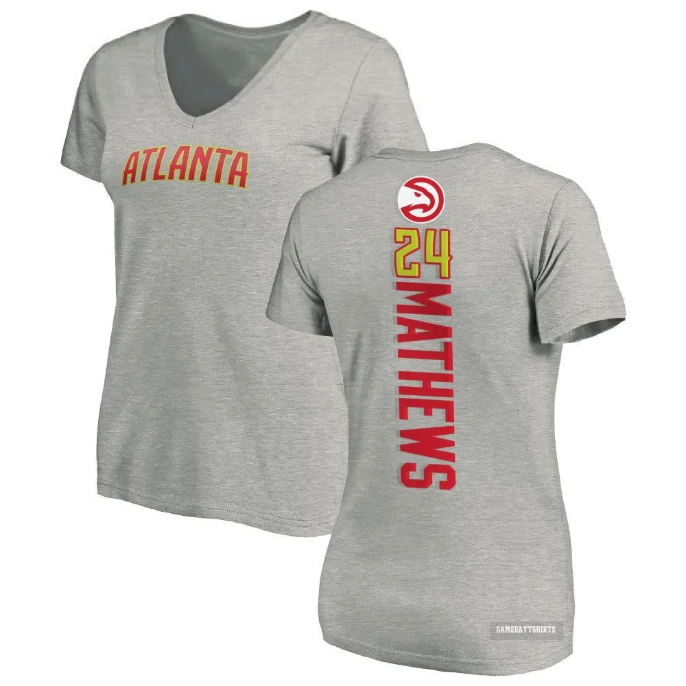 Women's Garrison Mathews Atlanta Hawks ＃24 Ash Backer T-Shirt