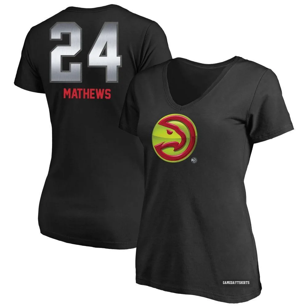 Women's Garrison Mathews Atlanta Hawks ＃24 Black Midnight Mascot T-Shirt