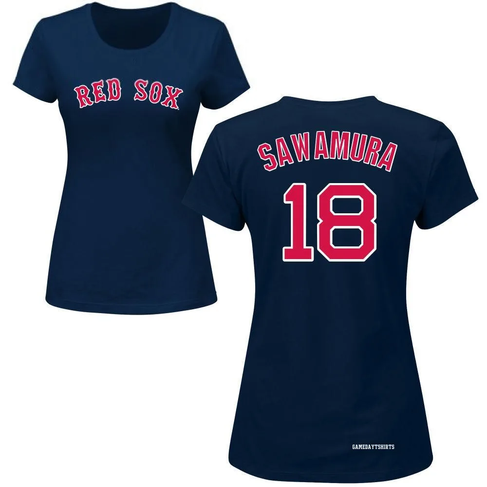 Women's Hirokazu Sawamura Boston Red Sox ＃18 Navy Roster T-Shirt
