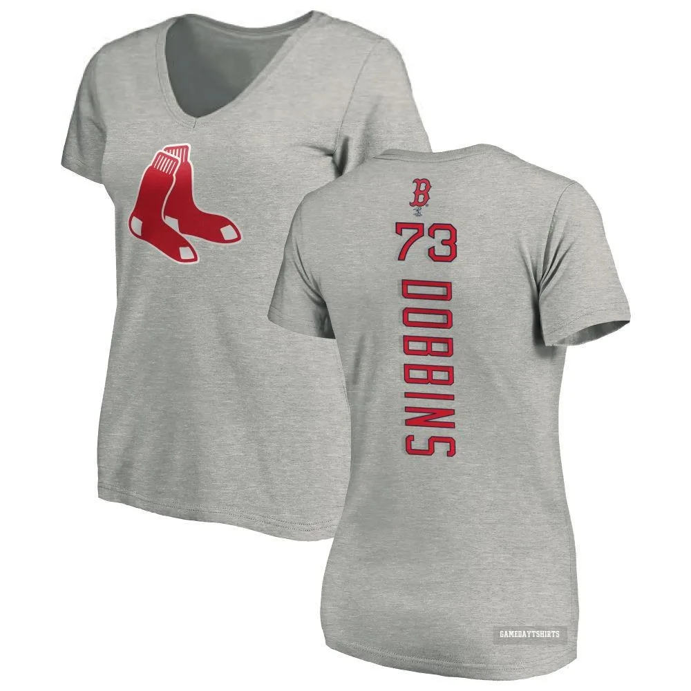 Women's Hunter Dobbins Boston Red Sox ＃73 Backer Slim Fit T-Shirt Ash