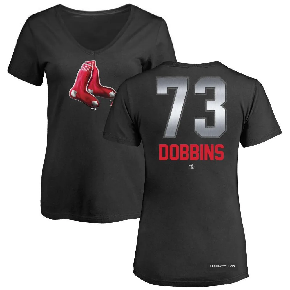 Women's Hunter Dobbins Boston Red Sox ＃73 Black Midnight Mascot V-Neck T-Shirt