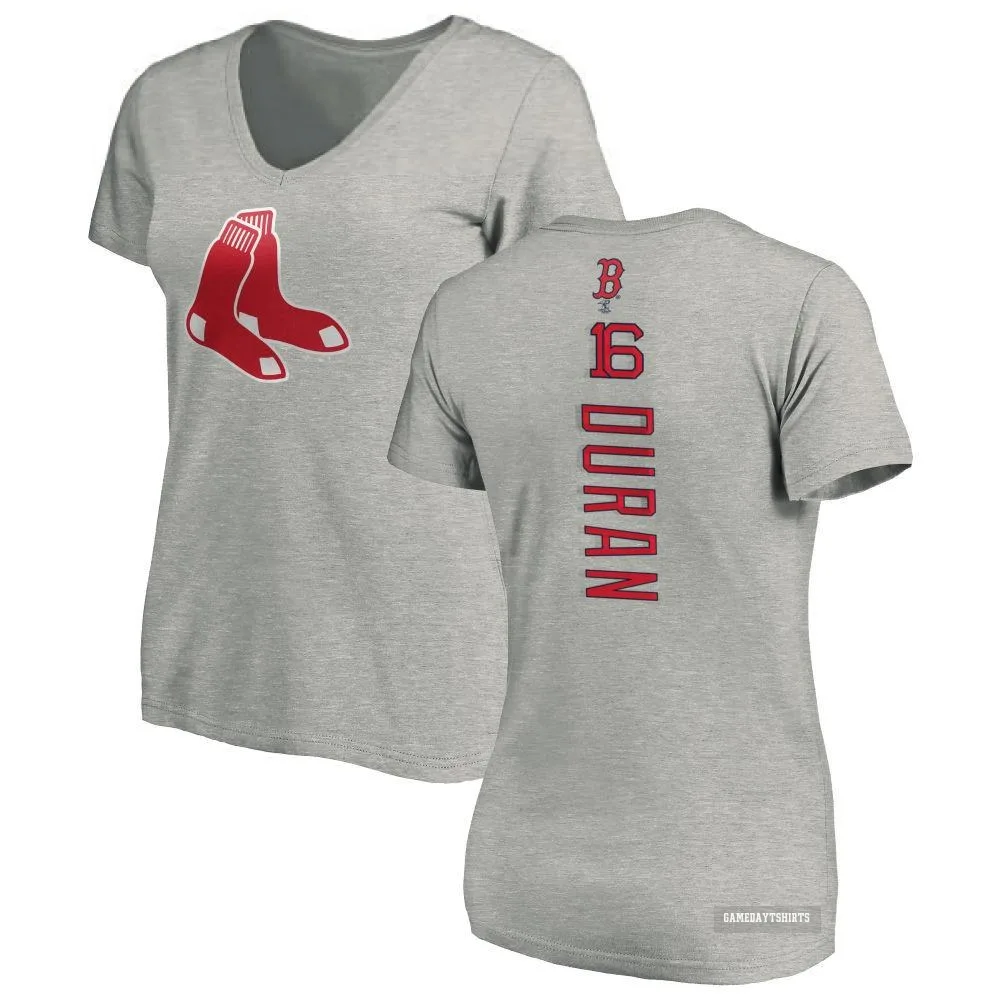 Women's Jarren Duran Boston Red Sox ＃16 Backer Slim Fit T-Shirt Ash