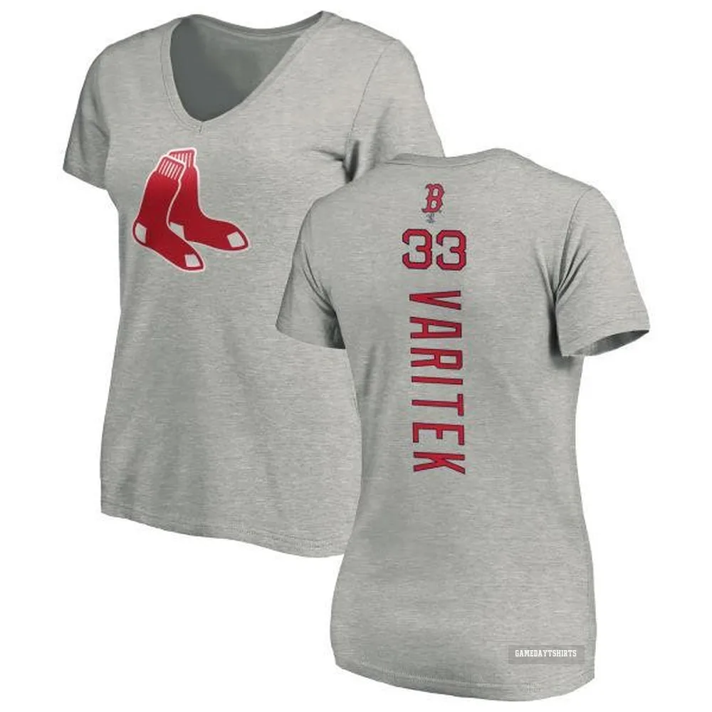 Women's Jason Varitek Boston Red Sox ＃33 Backer Slim Fit T-Shirt Ash