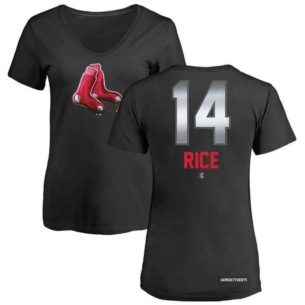 Women's Jim Rice Boston Red Sox ＃14 Black Midnight Mascot V-Neck T-Shirt