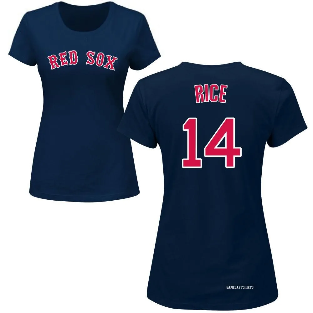 Women's Jim Rice Boston Red Sox ＃14 Navy Roster T-Shirt