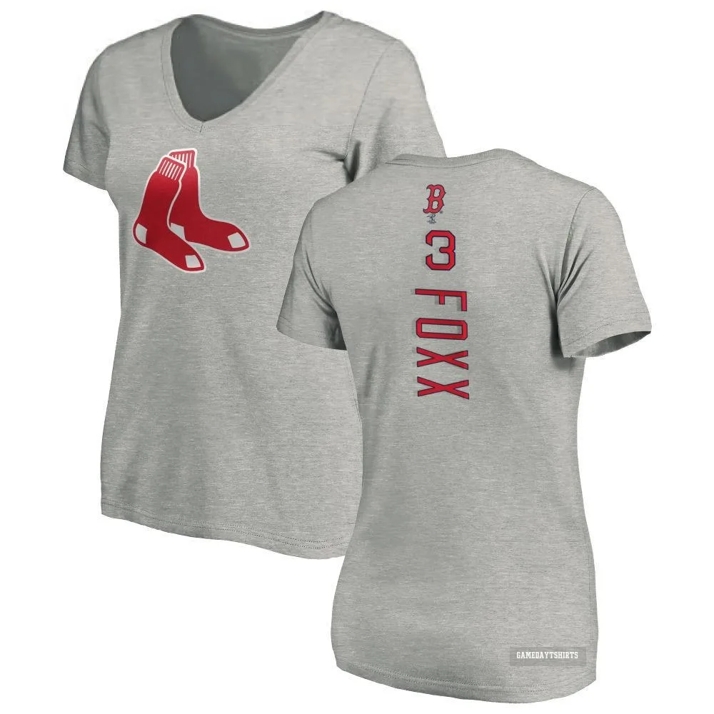 Women's Jimmie Foxx Boston Red Sox ＃3 Backer Slim Fit T-Shirt Ash