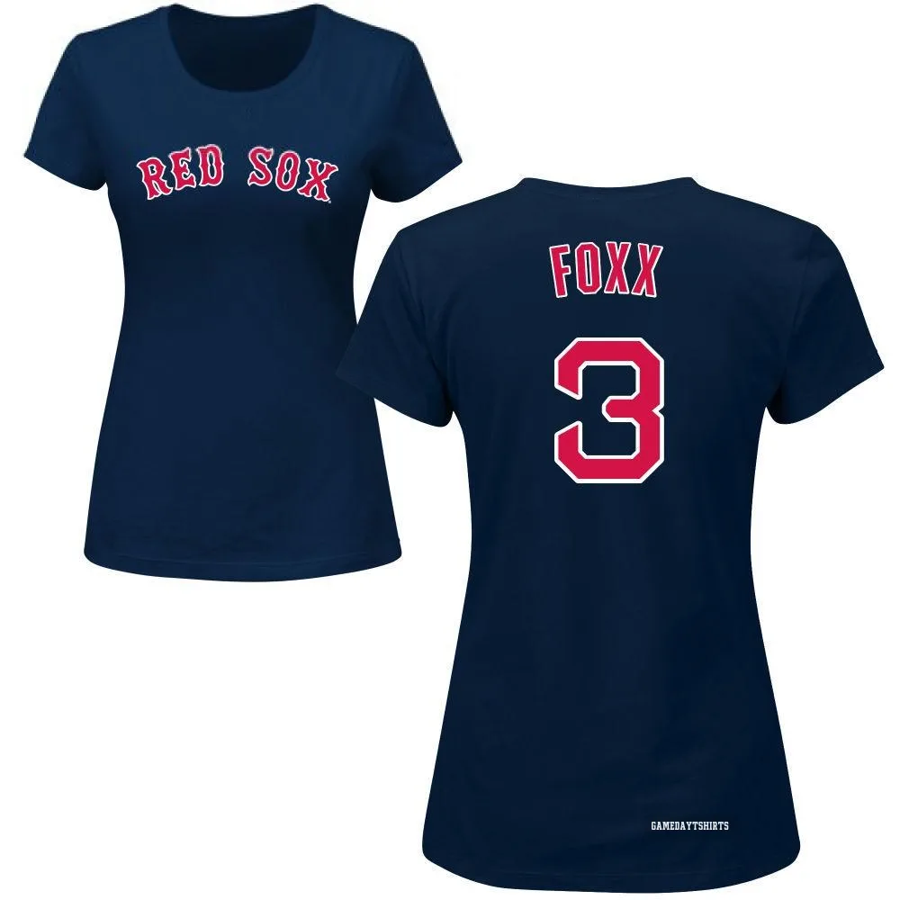 Women's Jimmie Foxx Boston Red Sox ＃3 Navy Roster T-Shirt
