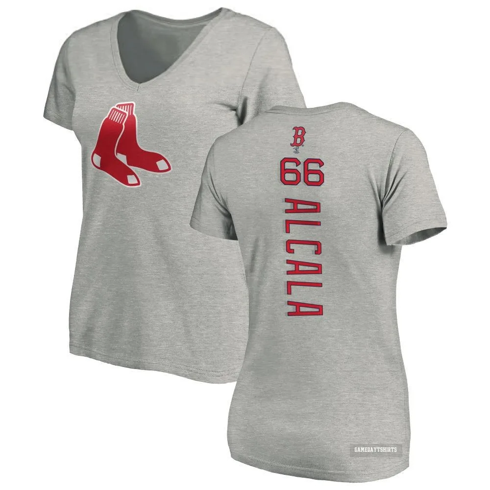 Women's Jorge Alcala Boston Red Sox ＃66 Backer Slim Fit T-Shirt Ash