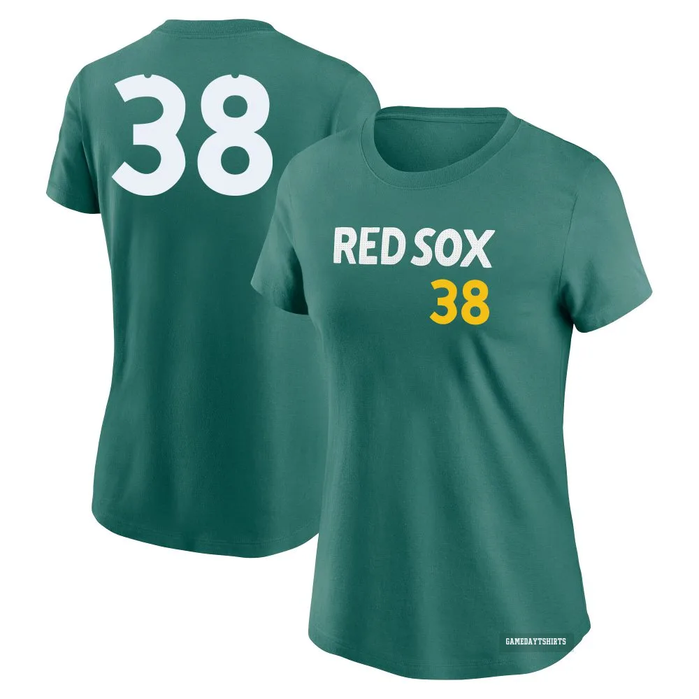 Women's Jorge Alfaro Boston Red Sox ＃38 Green 2025 City Connect Fuse T-Shirt