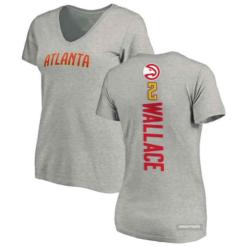 Women's Keaton Wallace Atlanta Hawks ＃2 Ash Backer T-Shirt