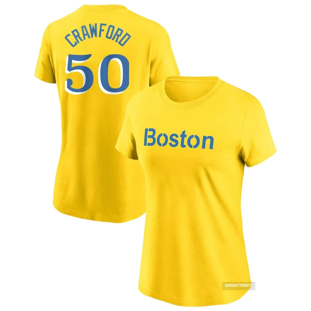 Women's Kutter Crawford Boston Red Sox ＃50 Gold City Connect T-Shirt