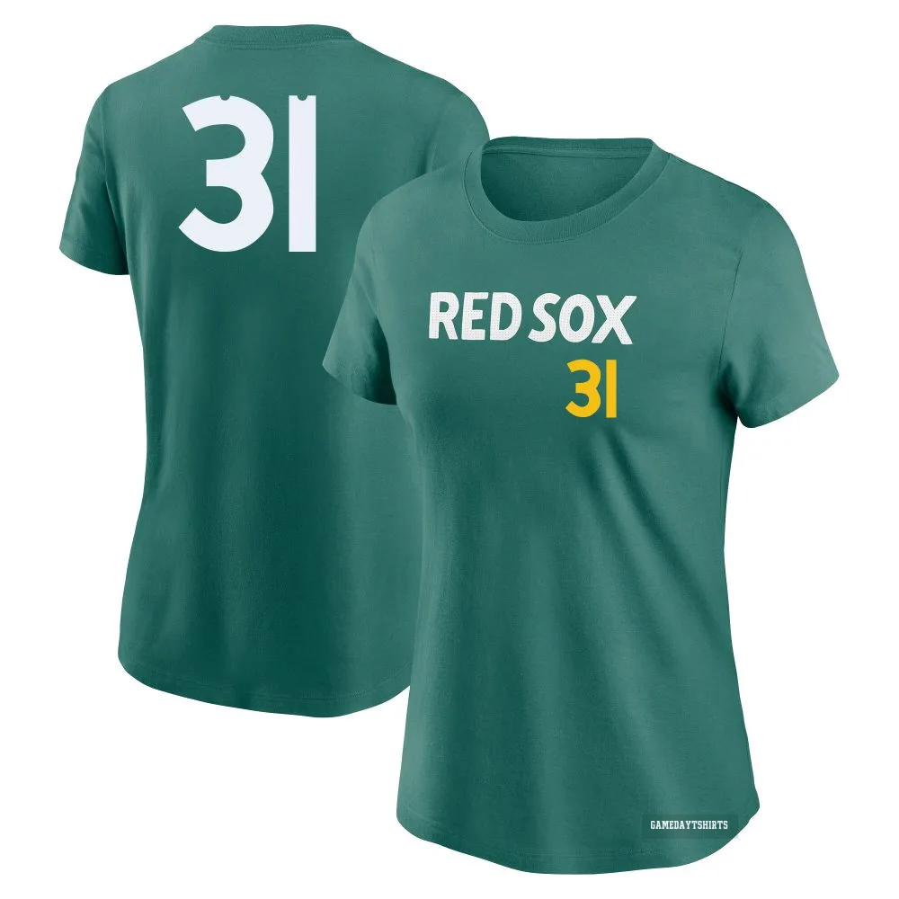 Women's Liam Hendriks Boston Red Sox ＃31 Green 2025 City Connect Fuse T-Shirt