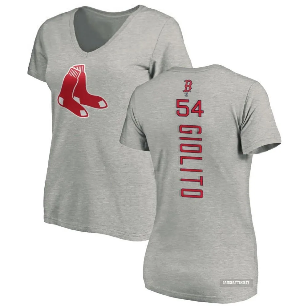 Women's Lucas Giolito Boston Red Sox ＃54 Backer Slim Fit T-Shirt Ash