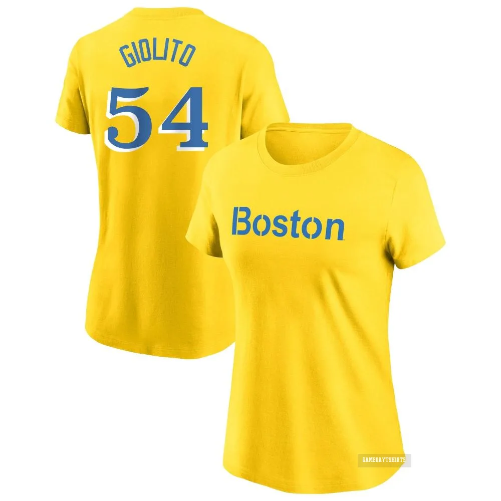 Women's Lucas Giolito Boston Red Sox ＃54 Gold City Connect T-Shirt