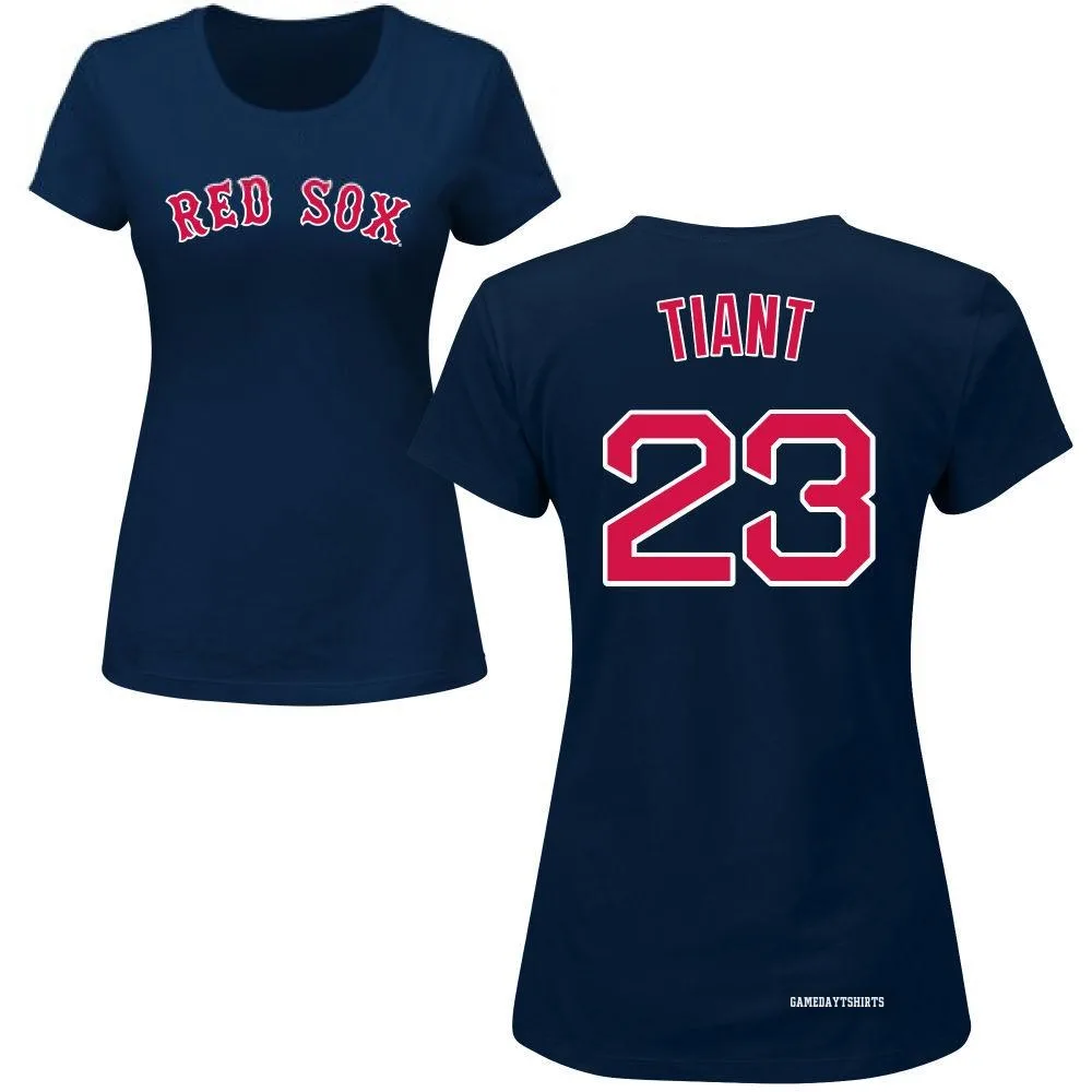 Women's Luis Tiant Boston Red Sox ＃23 Navy Roster T-Shirt