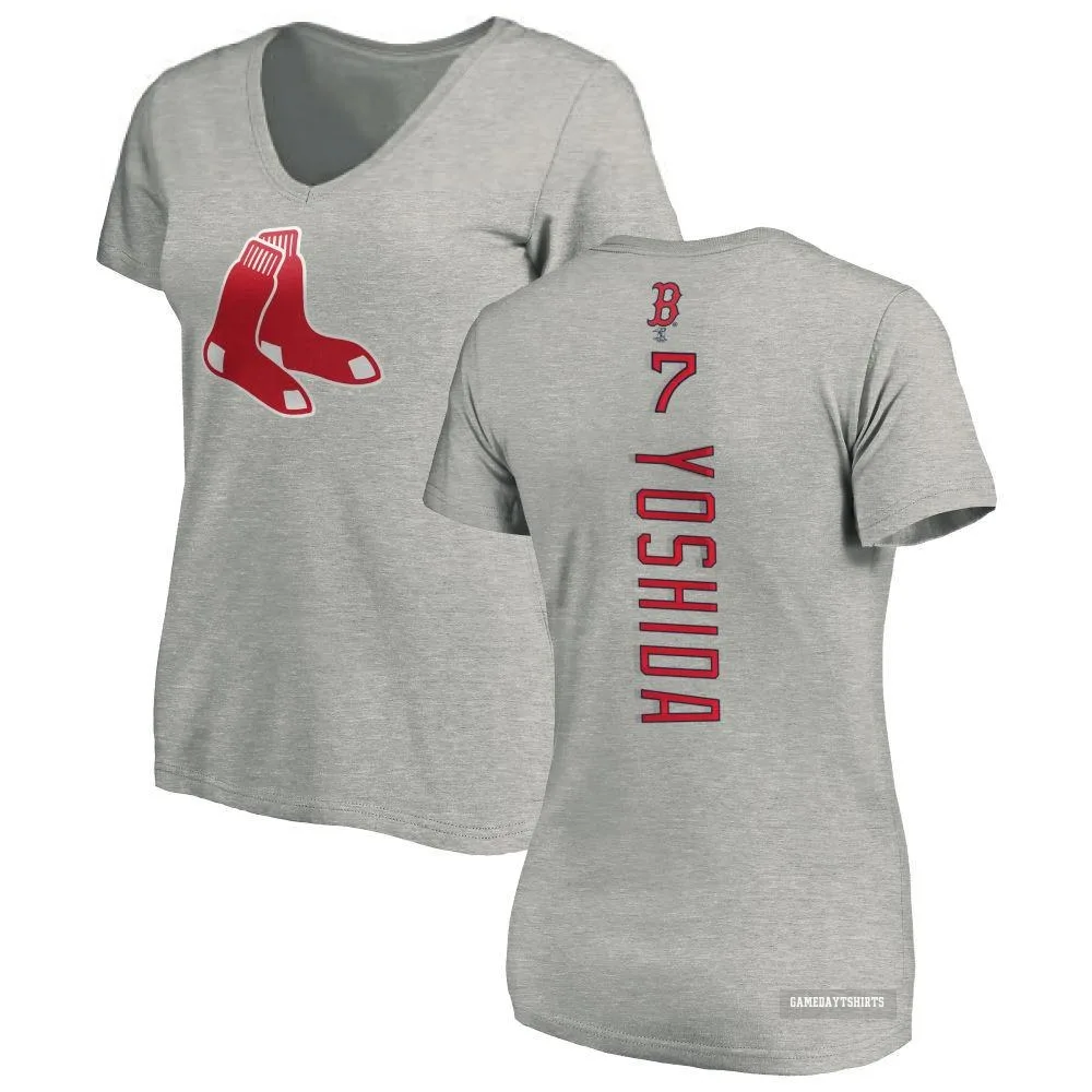 Women's Masataka Yoshida Boston Red Sox ＃7 Backer Slim Fit T-Shirt Ash