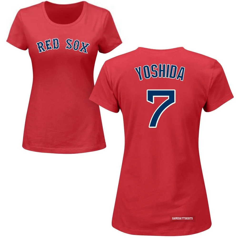 Women's Masataka Yoshida Boston Red Sox ＃7 Red Roster T-Shirt