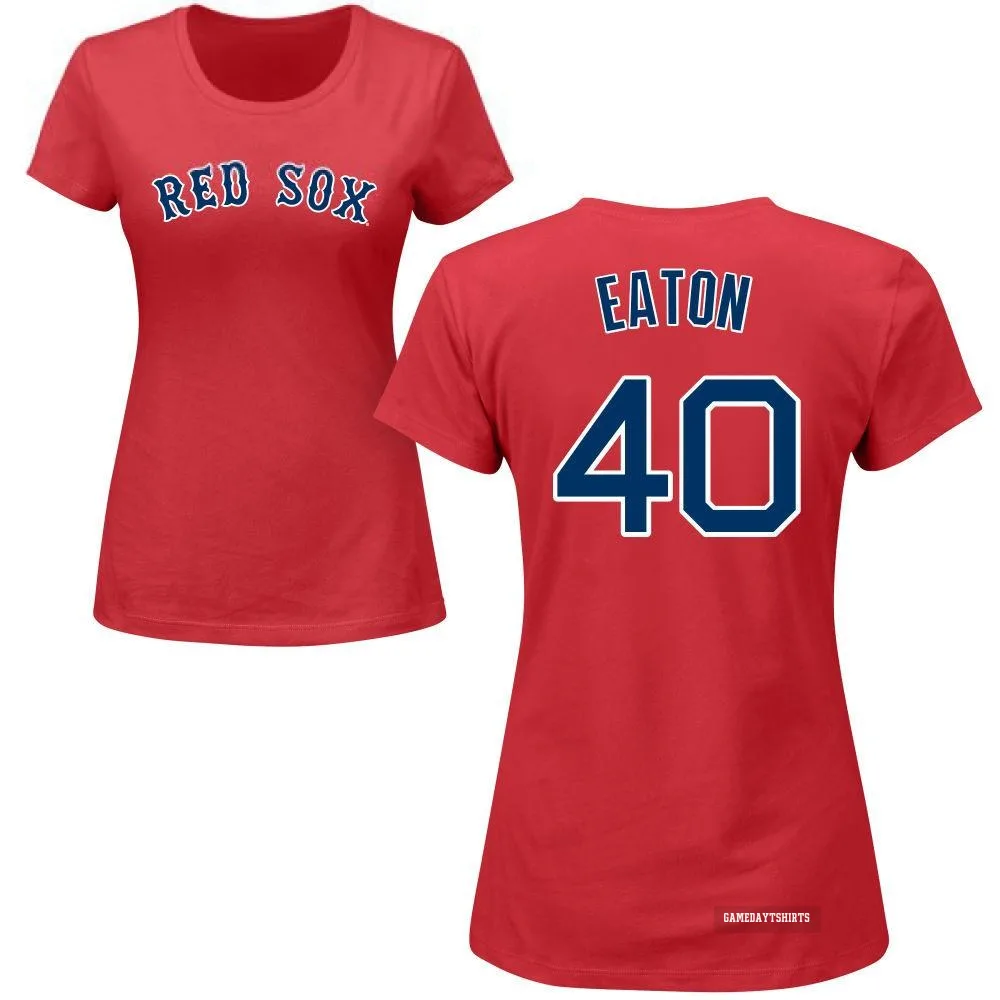 Women's Nate Eaton Boston Red Sox ＃40 Red Roster T-Shirt