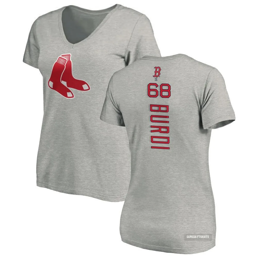 Women's Nick Burdi Boston Red Sox ＃68 Backer Slim Fit T-Shirt Ash