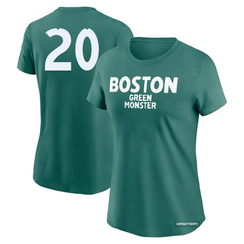 Women's Nick Sogard Boston Red Sox ＃20 Green 2025 City Connect Wordmark T-Shirt