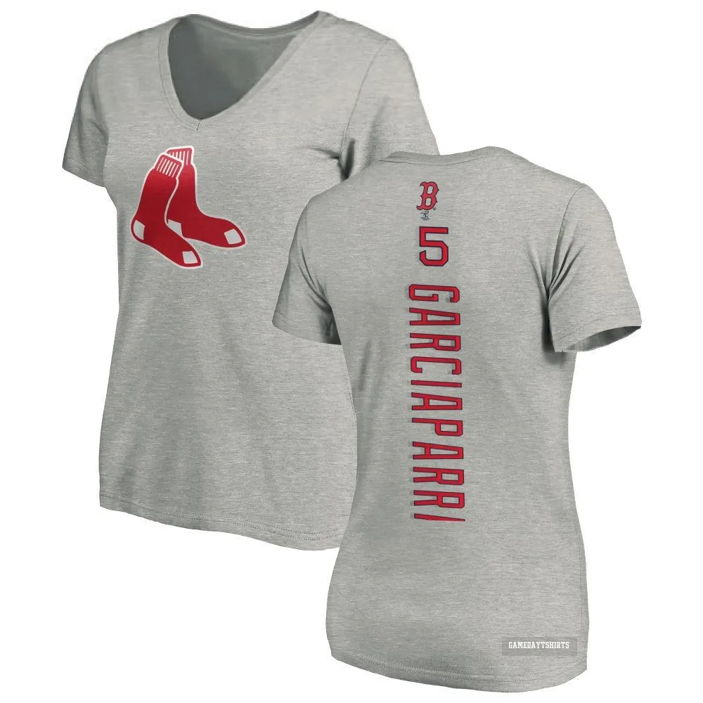 Women's Nomar Garciaparra Boston Red Sox ＃5 Backer Slim Fit T-Shirt Ash