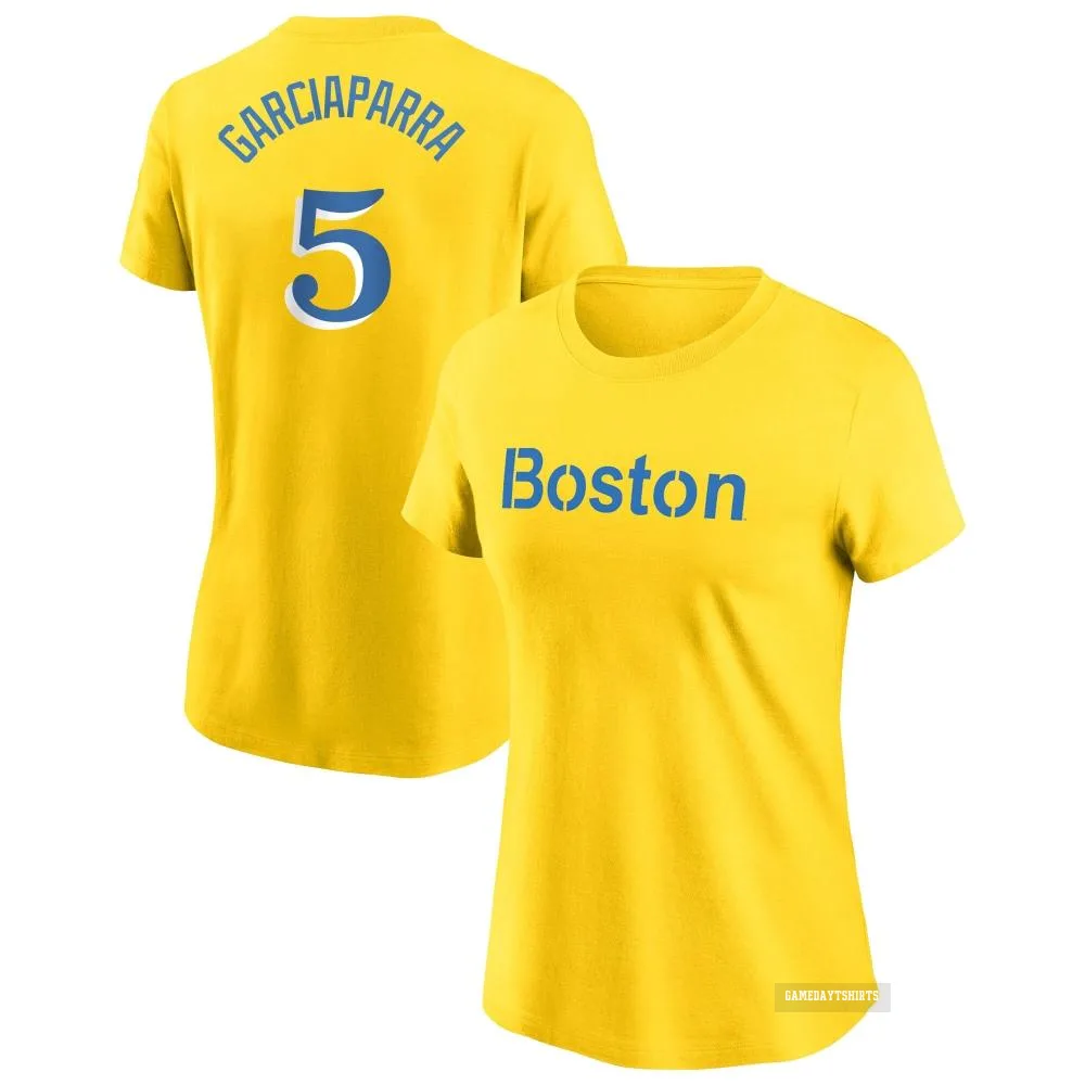 Women's Nomar Garciaparra Boston Red Sox ＃5 Gold City Connect T-Shirt
