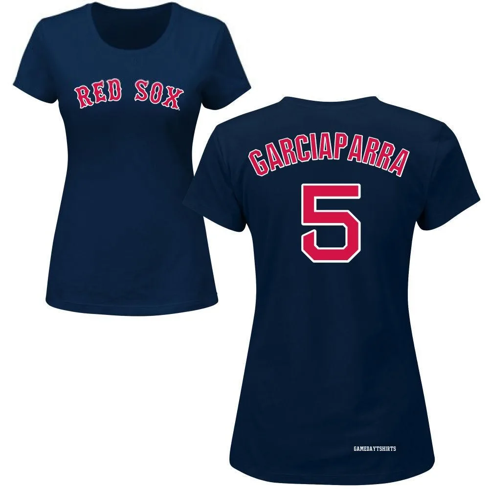Women's Nomar Garciaparra Boston Red Sox ＃5 Navy Roster T-Shirt
