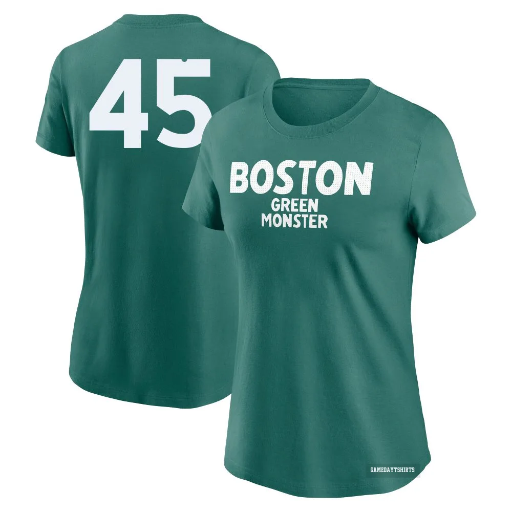 Women's Pedro Martinez Boston Red Sox ＃45 Green 2025 City Connect Wordmark T-Shirt