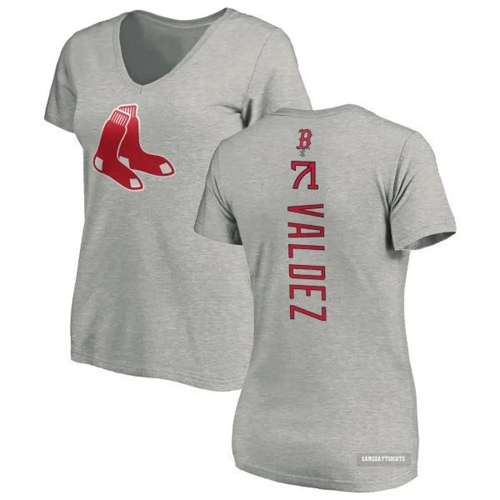 Women's Phillips Valdez Boston Red Sox ＃71 Backer Slim Fit T-Shirt Ash