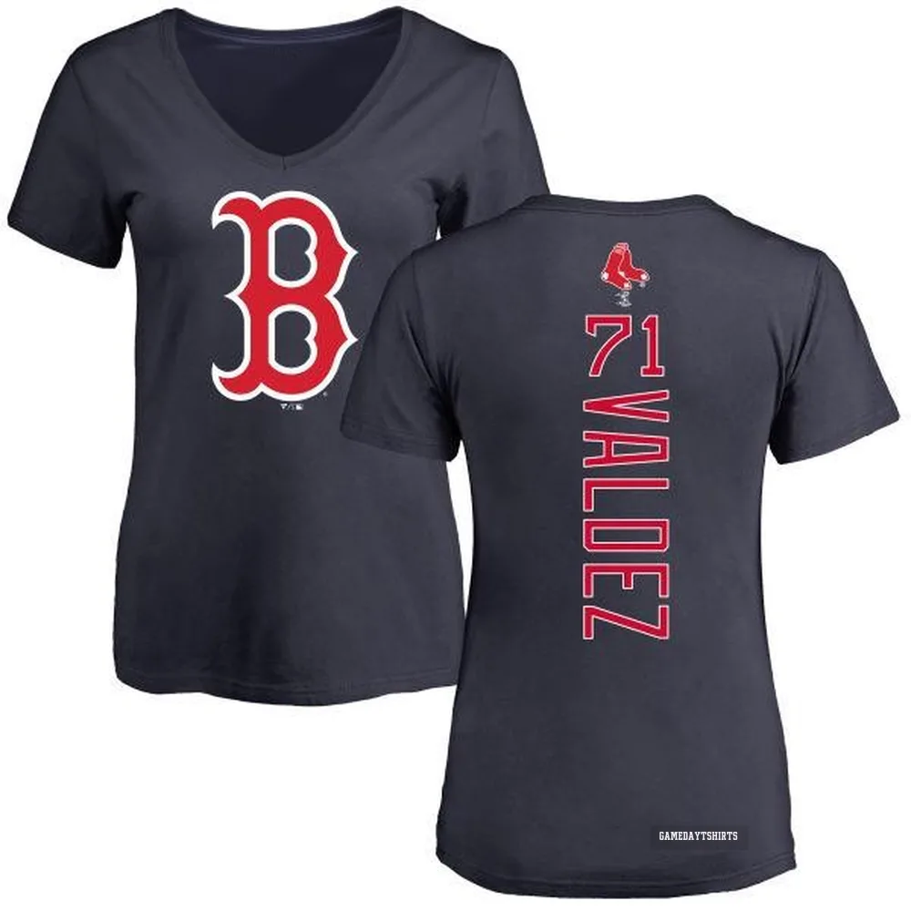 Women's Phillips Valdez Boston Red Sox ＃71 Navy Backer Slim Fit T-Shirt