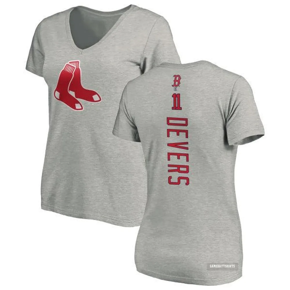 Women's Rafael Devers Boston Red Sox ＃11 Backer Slim Fit T-Shirt Ash