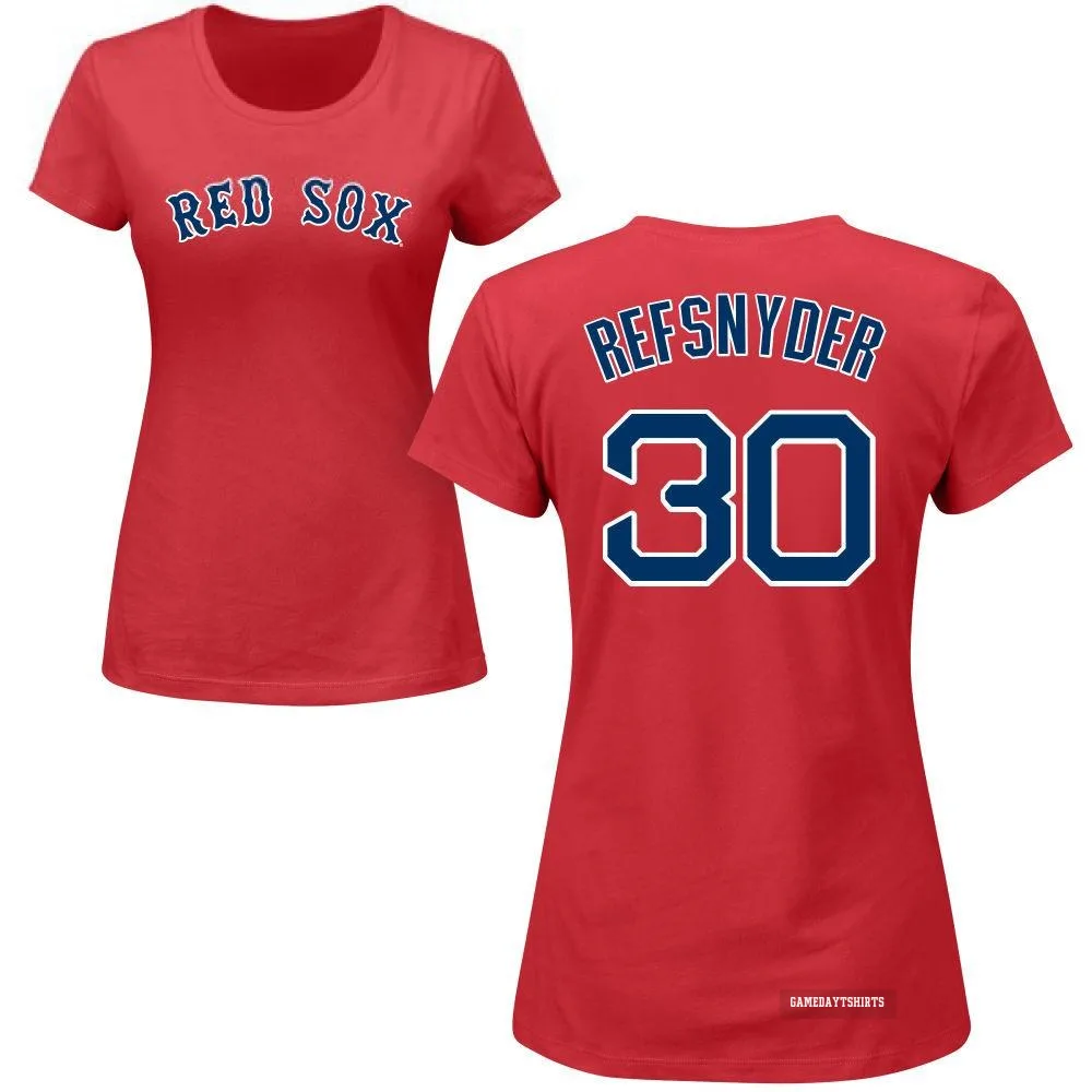 Women's Rob Refsnyder Boston Red Sox ＃30 Red Roster T-Shirt
