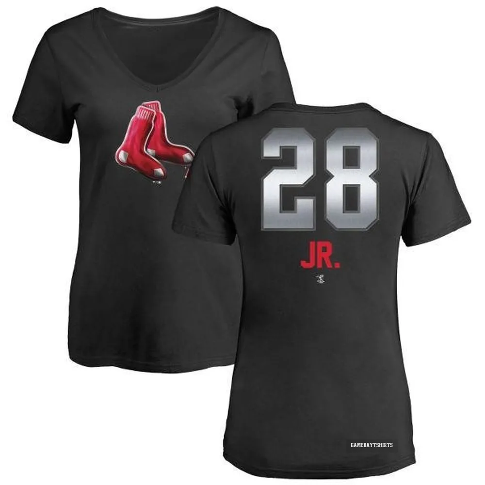 Women's Robbie Ross Jr. Boston Red Sox ＃28 Black Midnight Mascot V-Neck T-Shirt