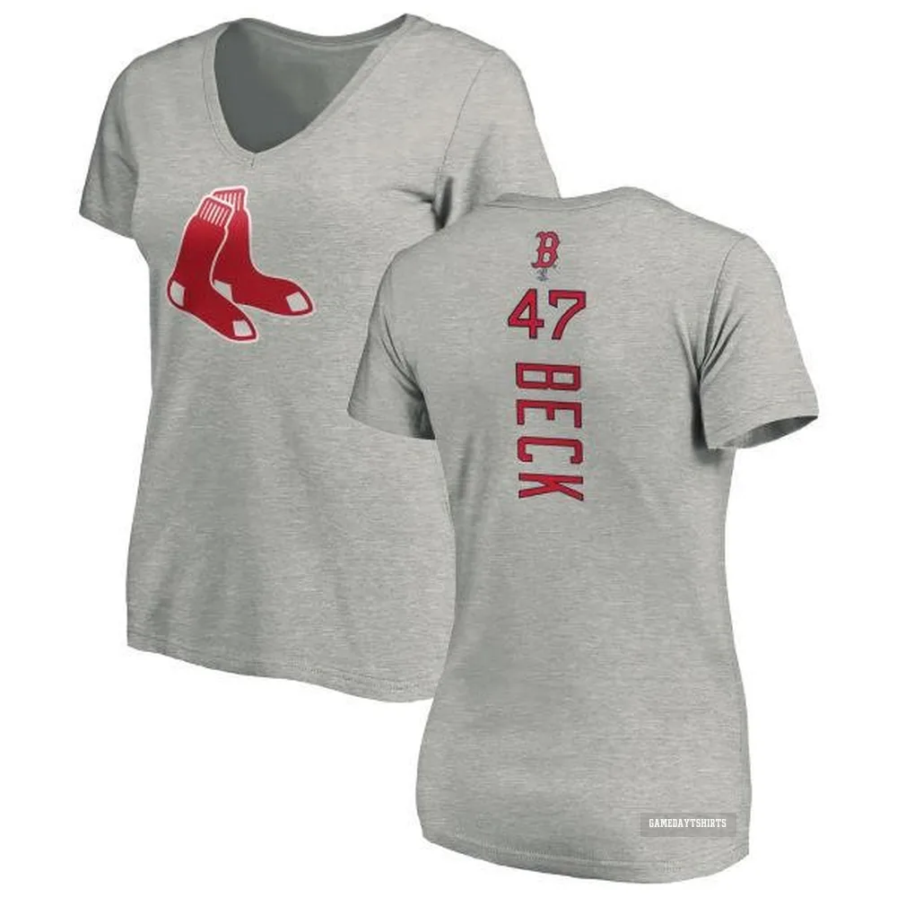 Women's Rod Beck Boston Red Sox ＃47 Backer Slim Fit T-Shirt Ash