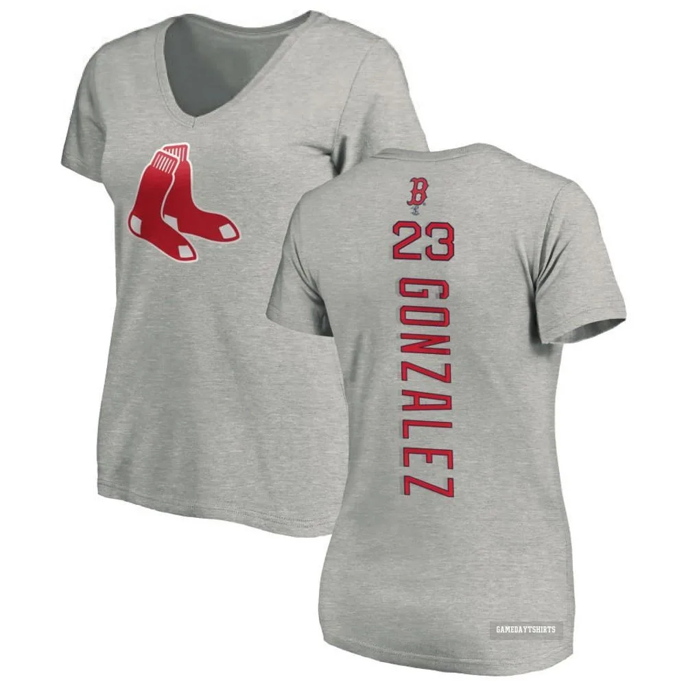 Women's Romy Gonzalez Boston Red Sox ＃23 Backer Slim Fit T-Shirt Ash