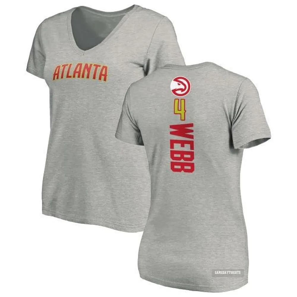 Women's Spud Webb Atlanta Hawks ＃4 Ash Backer T-Shirt