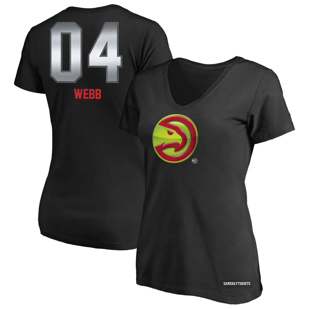 Women's Spud Webb Atlanta Hawks ＃4 Black Midnight Mascot T-Shirt