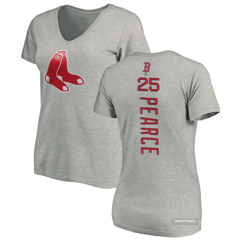 Women's Steve Pearce Boston Red Sox ＃25 Backer Slim Fit T-Shirt Ash