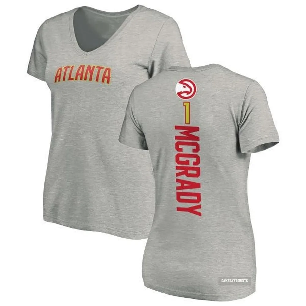Women's Tracy McGrady Atlanta Hawks ＃1 Ash Backer T-Shirt