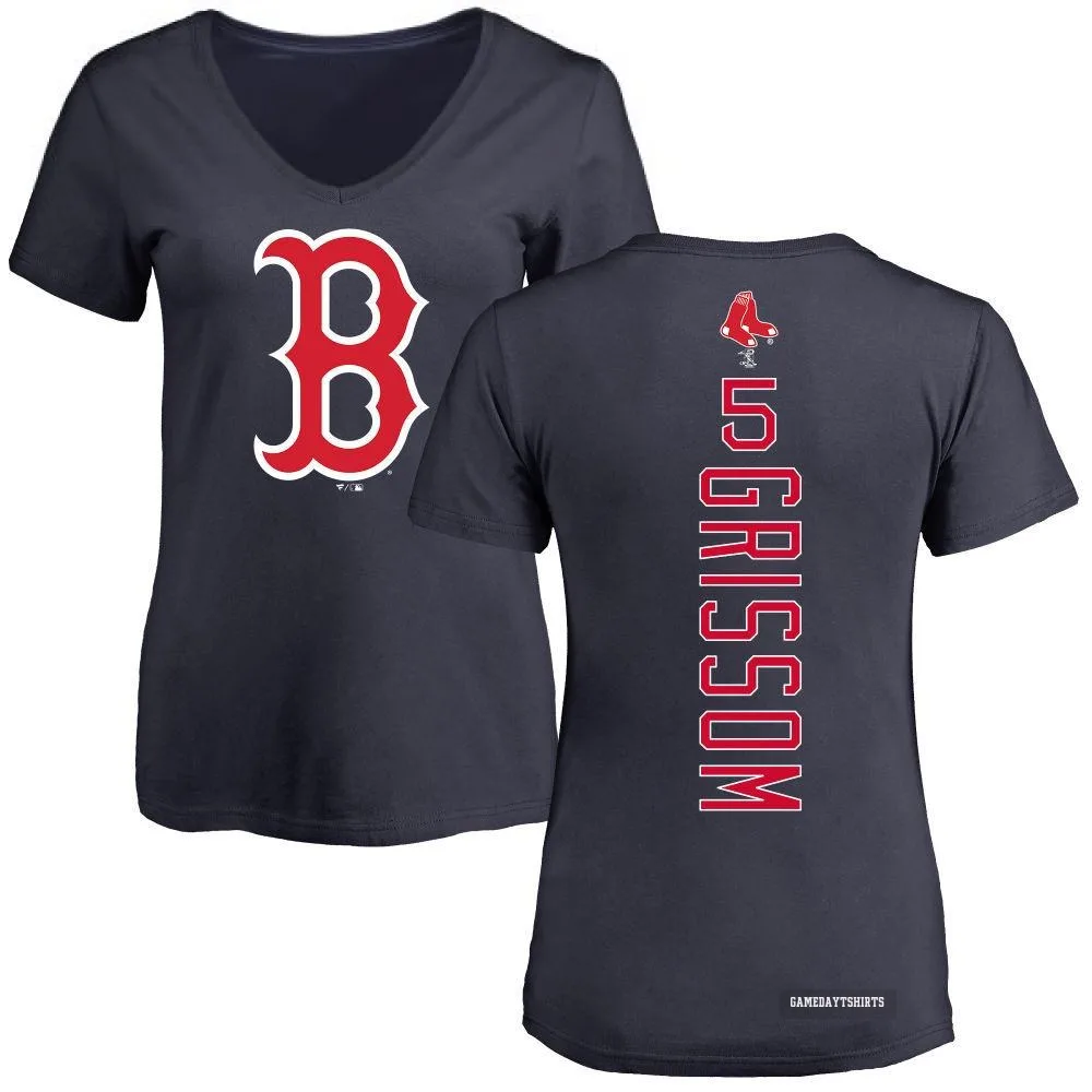 Women's Vaughn Grissom Boston Red Sox ＃5 Navy Backer Slim Fit T-Shirt