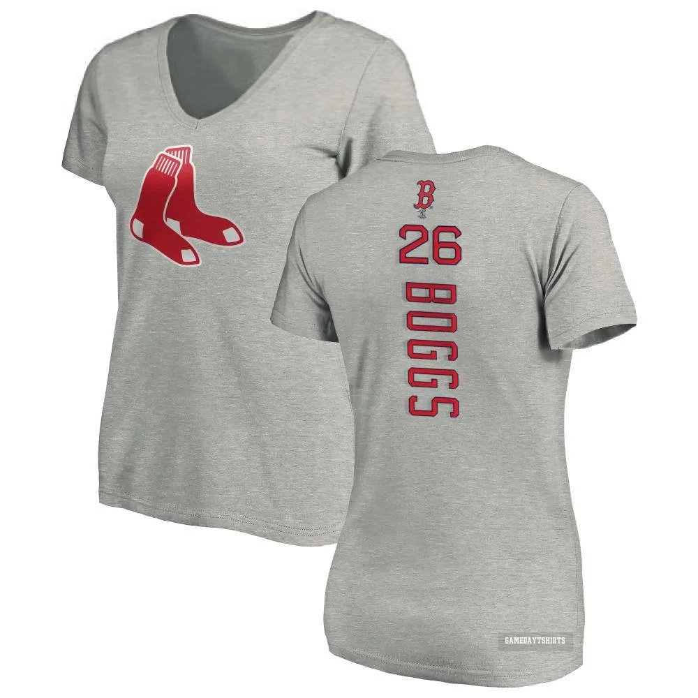 Women's Wade Boggs Boston Red Sox ＃26 Backer Slim Fit T-Shirt Ash
