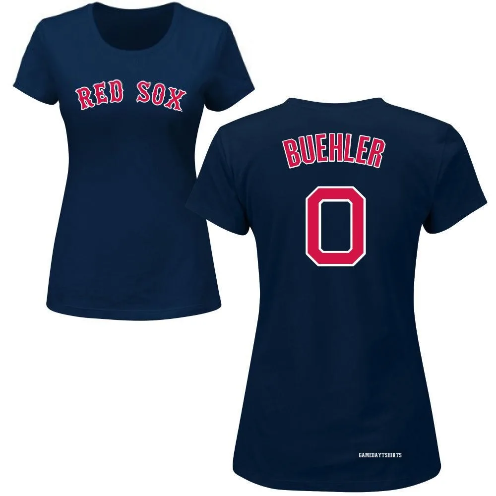 Women's Walker Buehler Boston Red Sox ＃0 Navy Roster T-Shirt