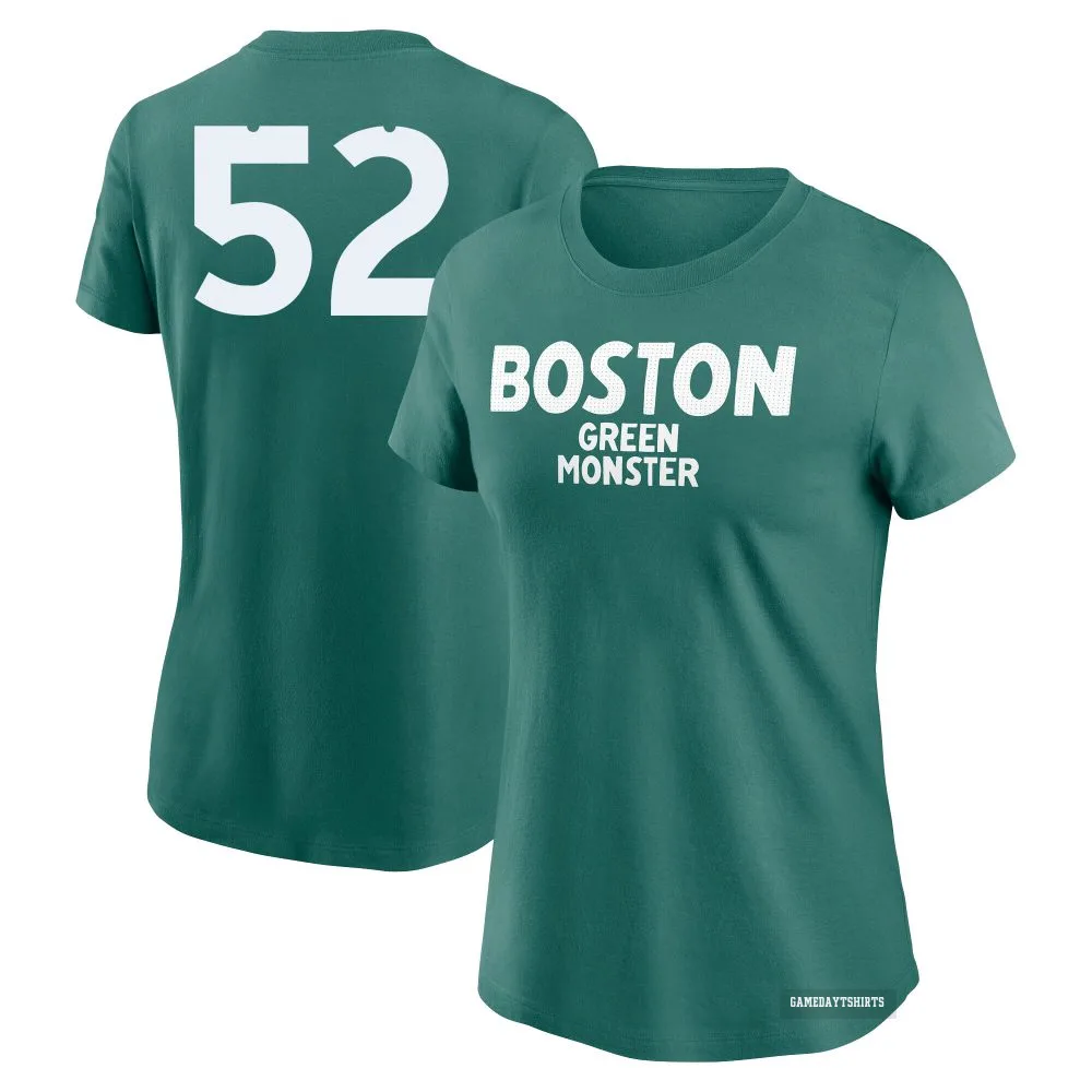 Women's Wilyer Abreu Boston Red Sox ＃52 Green 2025 City Connect Wordmark T-Shirt